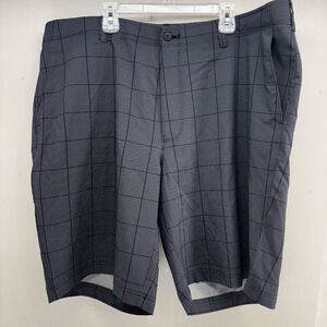 Mens PGA Tour ~ Size 40 ~ Golf Shorts Flat Front - Gray Black Checkered EUC